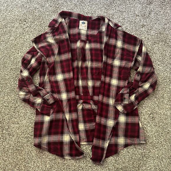 Wild Blue x Sadie Robertson red & cream plaid flannel cardigan size M - Picture 5 of 9